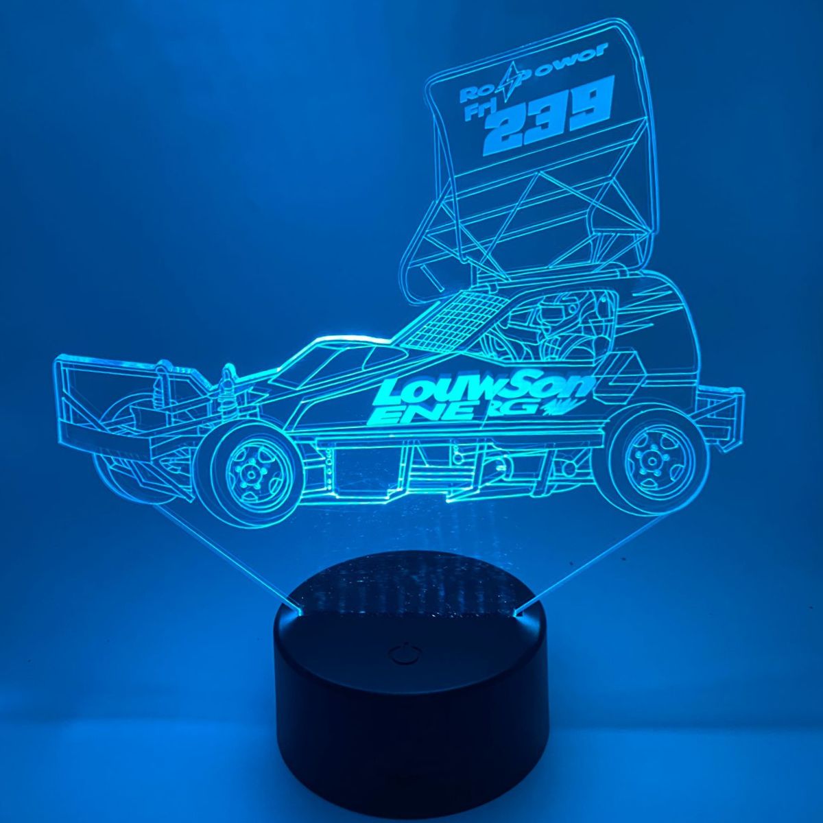 De snelheid van de baan in een 3D LED lamp race auto ontwerp
