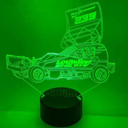 Gepersonaliseerde race auto lamp voor echte circuithelden