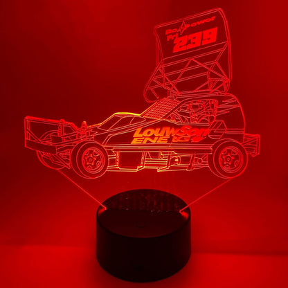 3D LED lamp met eigen racewagen ontwerp en naam of tekst