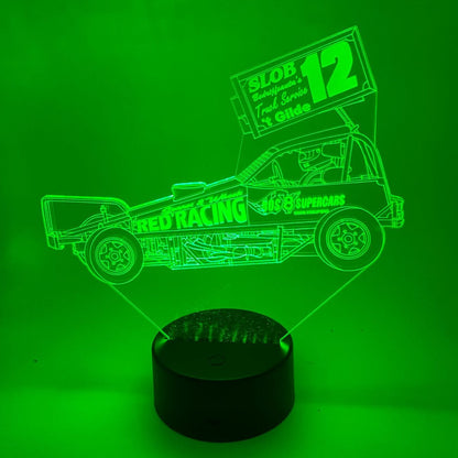 Unieke 3D LED lamp met race auto foto omgezet naar lijnontwerp