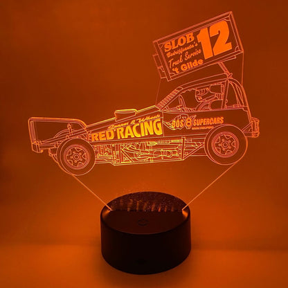 Stoere 3D LED lamp voor racefans en autosportliefhebbers