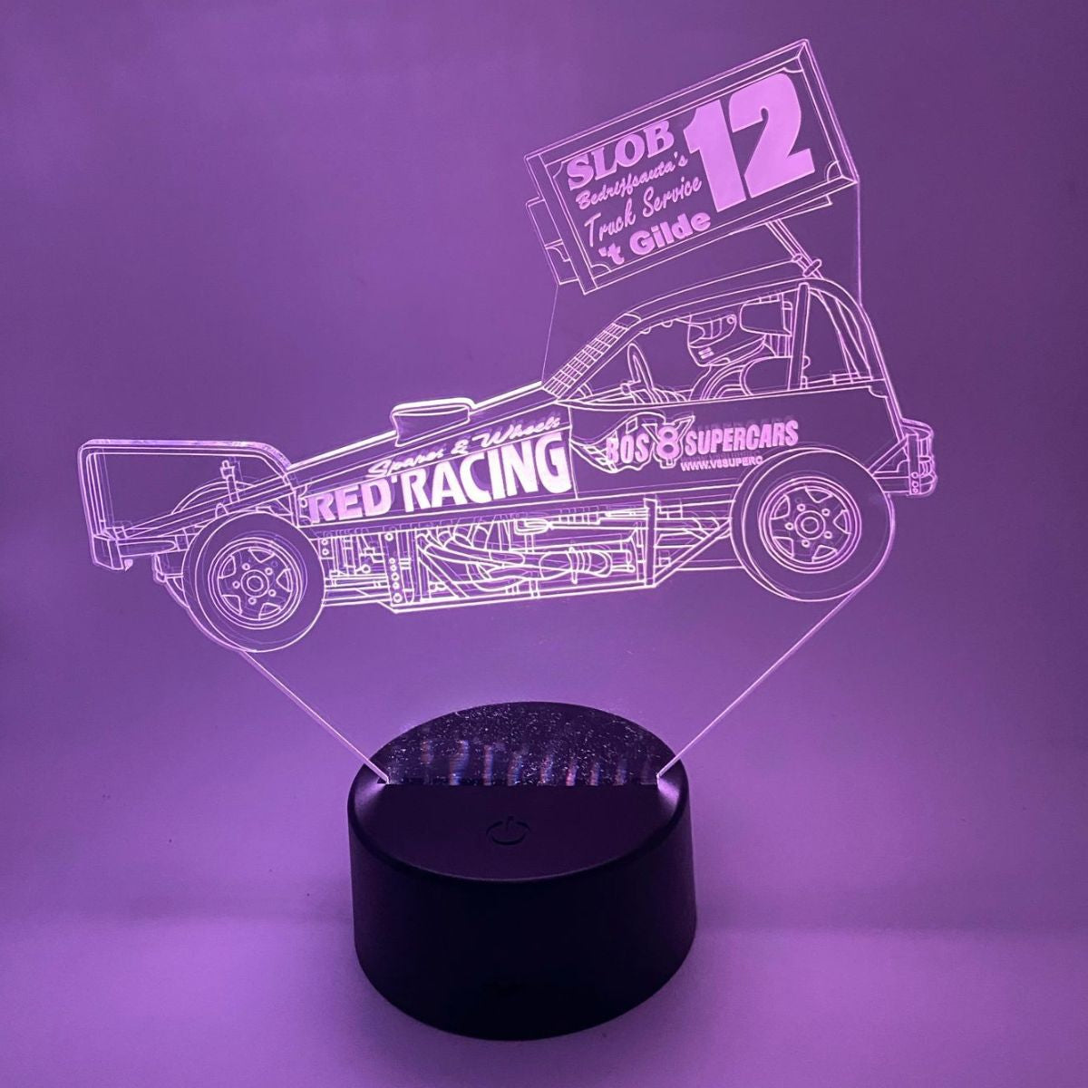 Uniek autosport cadeau: 3D LED lamp race auto