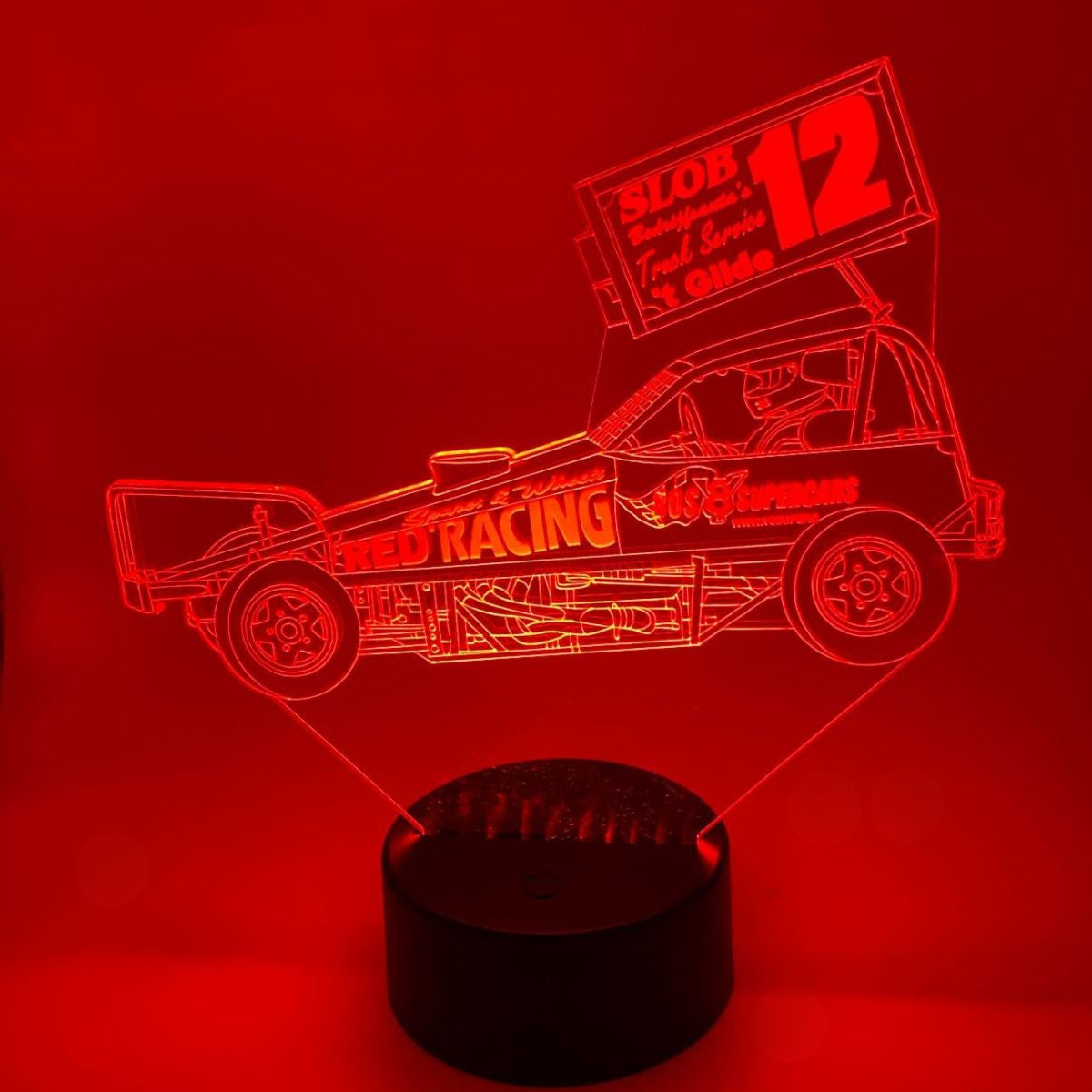 Gepersonaliseerde race auto lamp als stoere decoratie